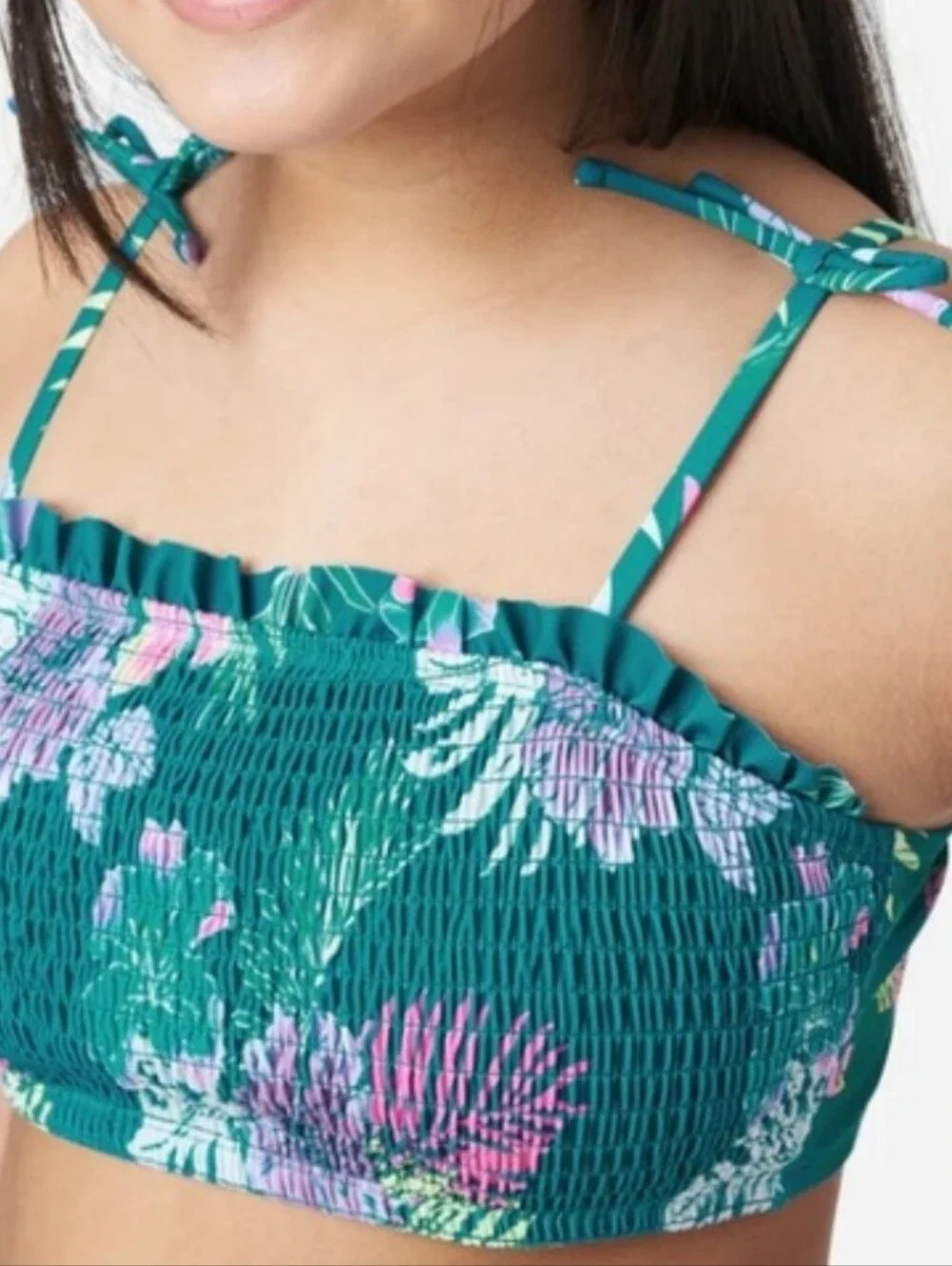 Justice Teal Floral Two-Piece Girls' Bikini Set Size Medium/10